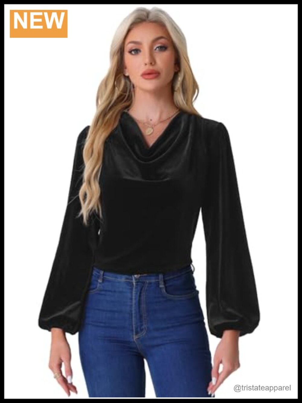 Womens Vintage Velvet Cowl Neck Blouse Oversized Lantern Sleeve Casual Top